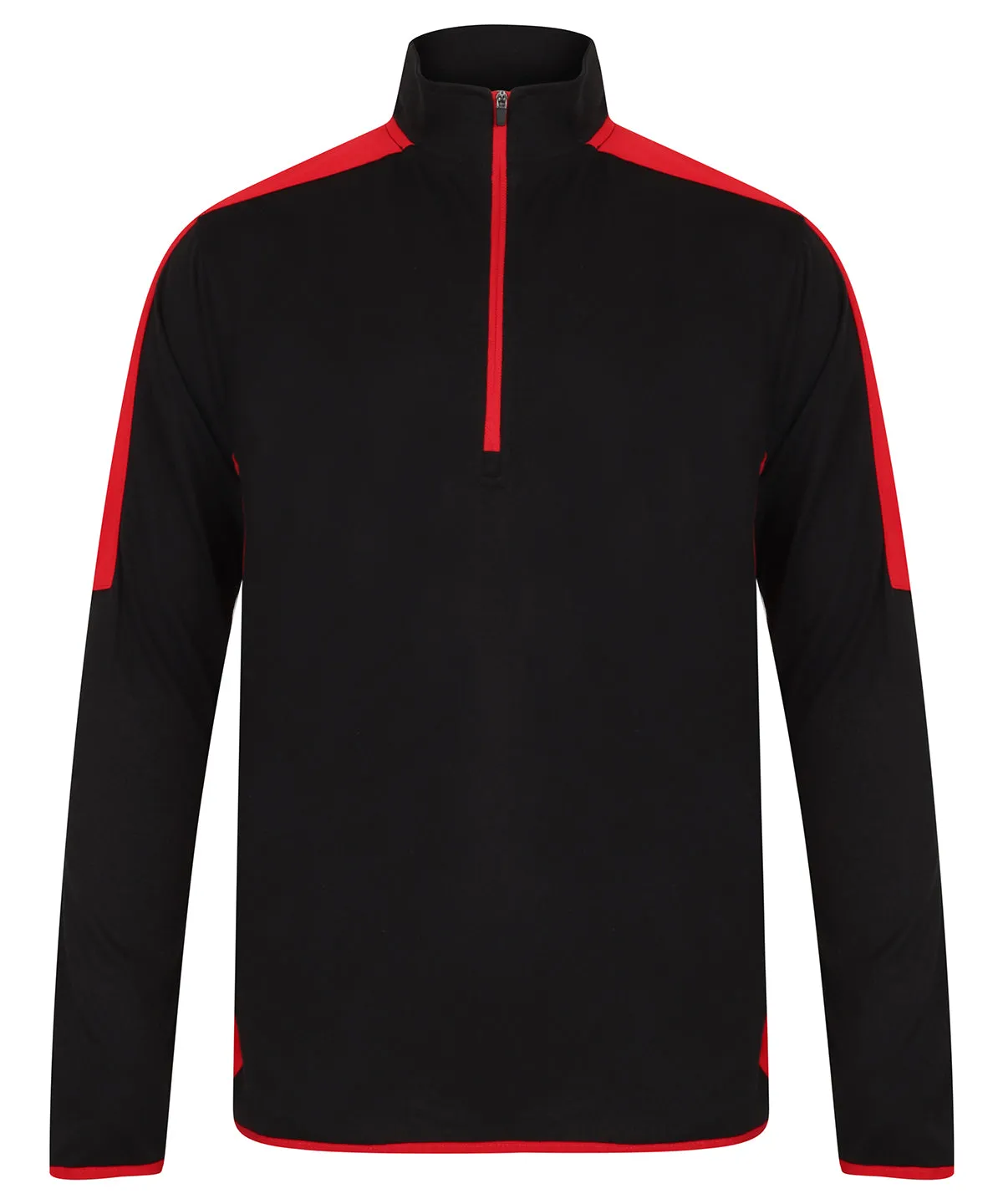 zip mid-layer with contrast panelling | Black/Red