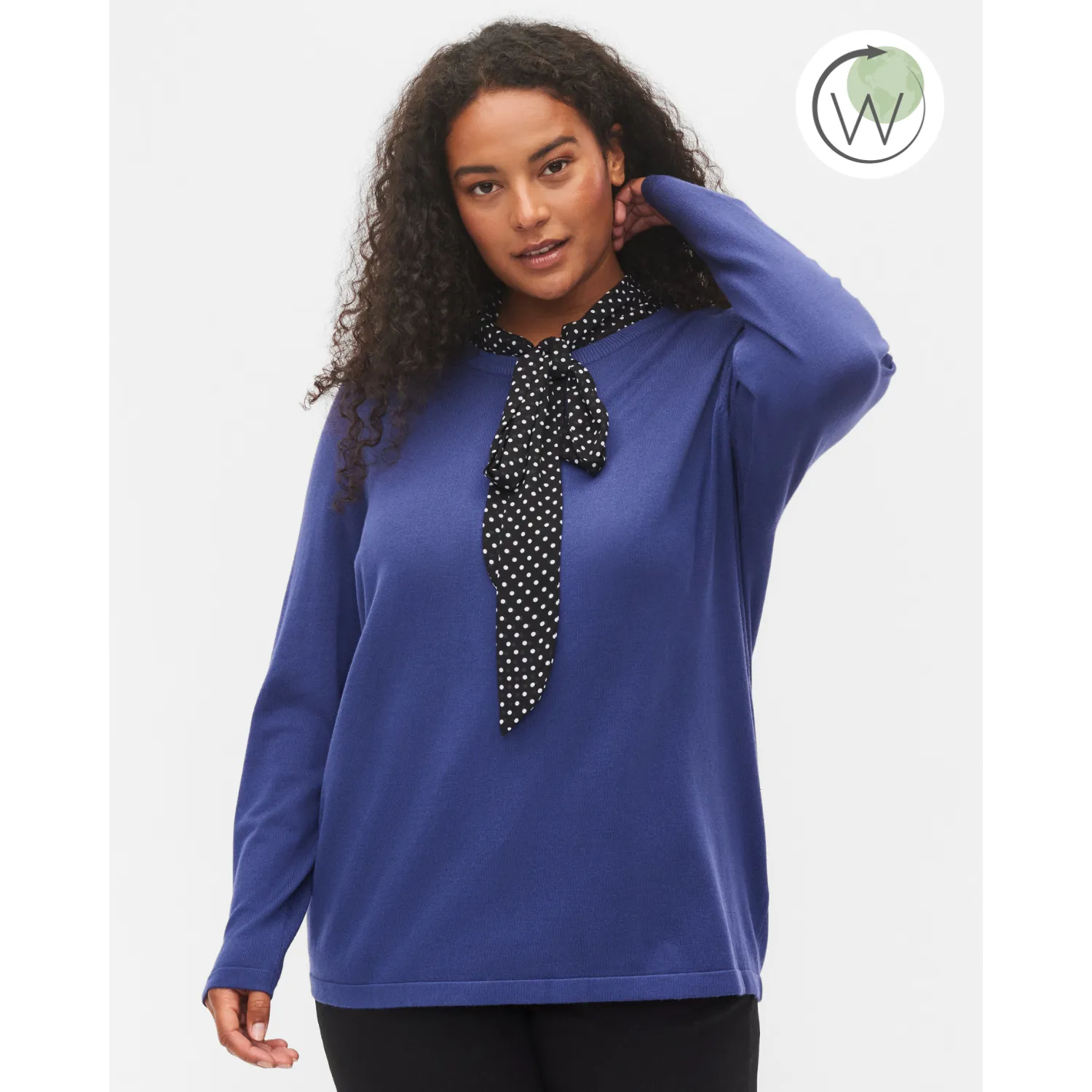 Zizzi Fine Knit Jumper in Cobalt Blue