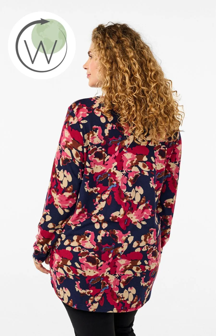 Zizzi Lucca Floral Top in Navy