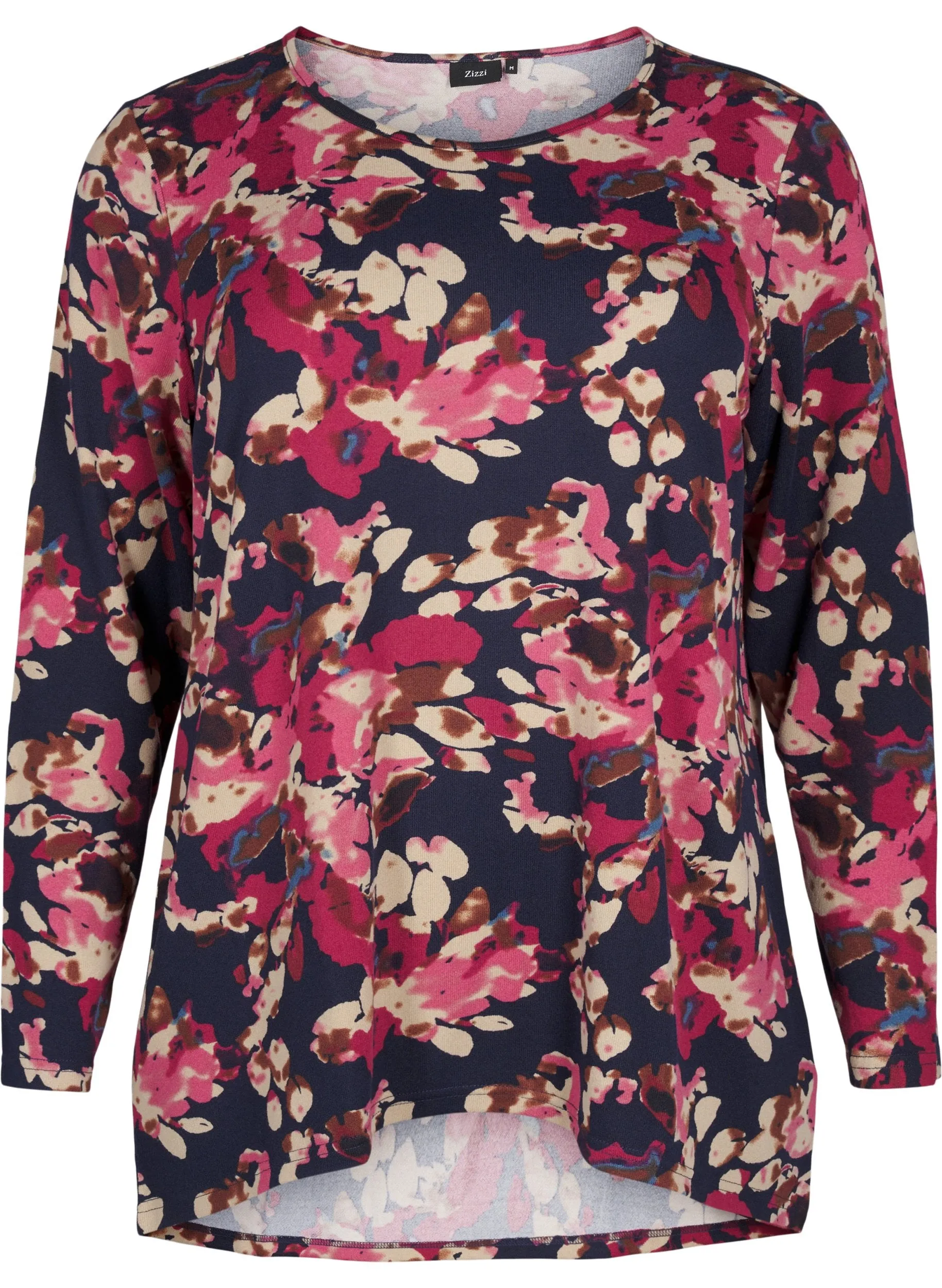 Zizzi Lucca Floral Top in Navy