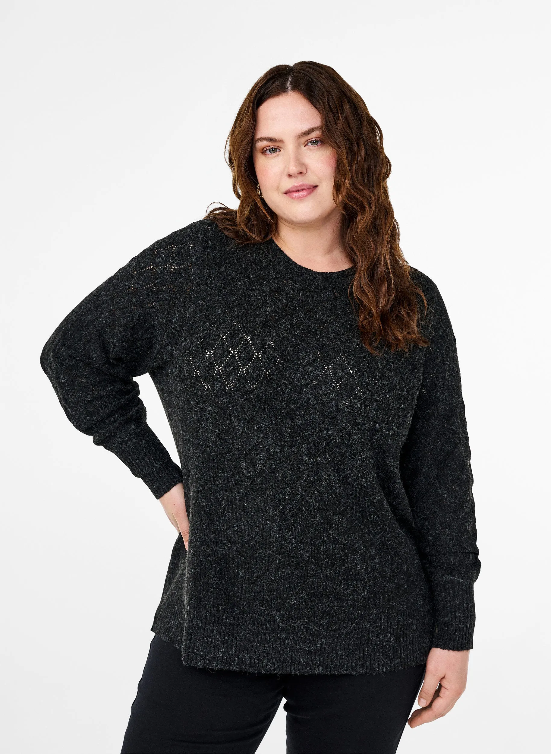 Zizzi Sunny Dark Grey Knit Jumper