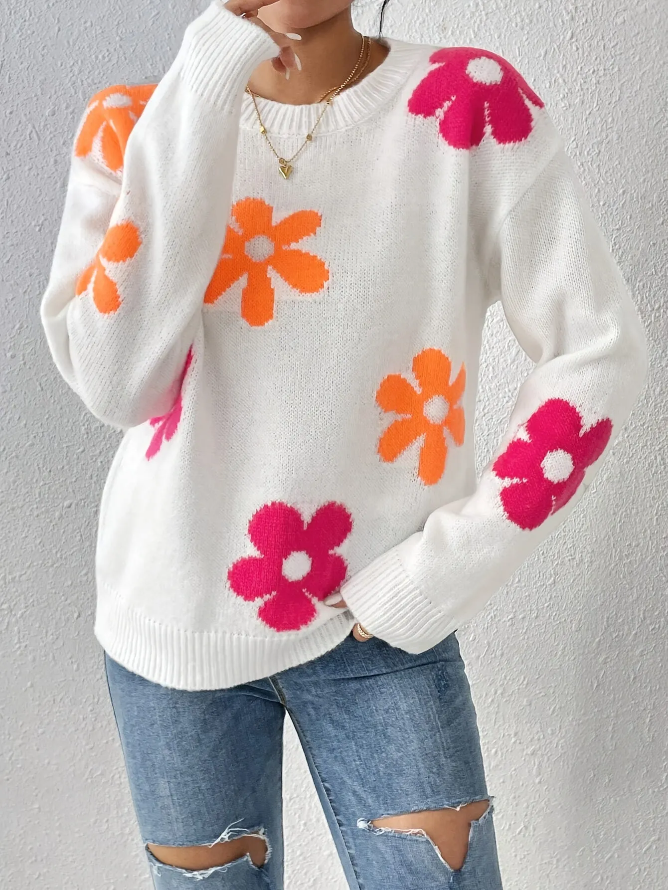 Zoe | Pullover mit Blumenmuster und Rundhalsausschnitt