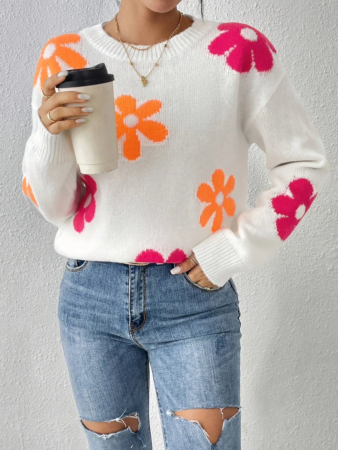 Zoe | Pullover mit Blumenmuster und Rundhalsausschnitt