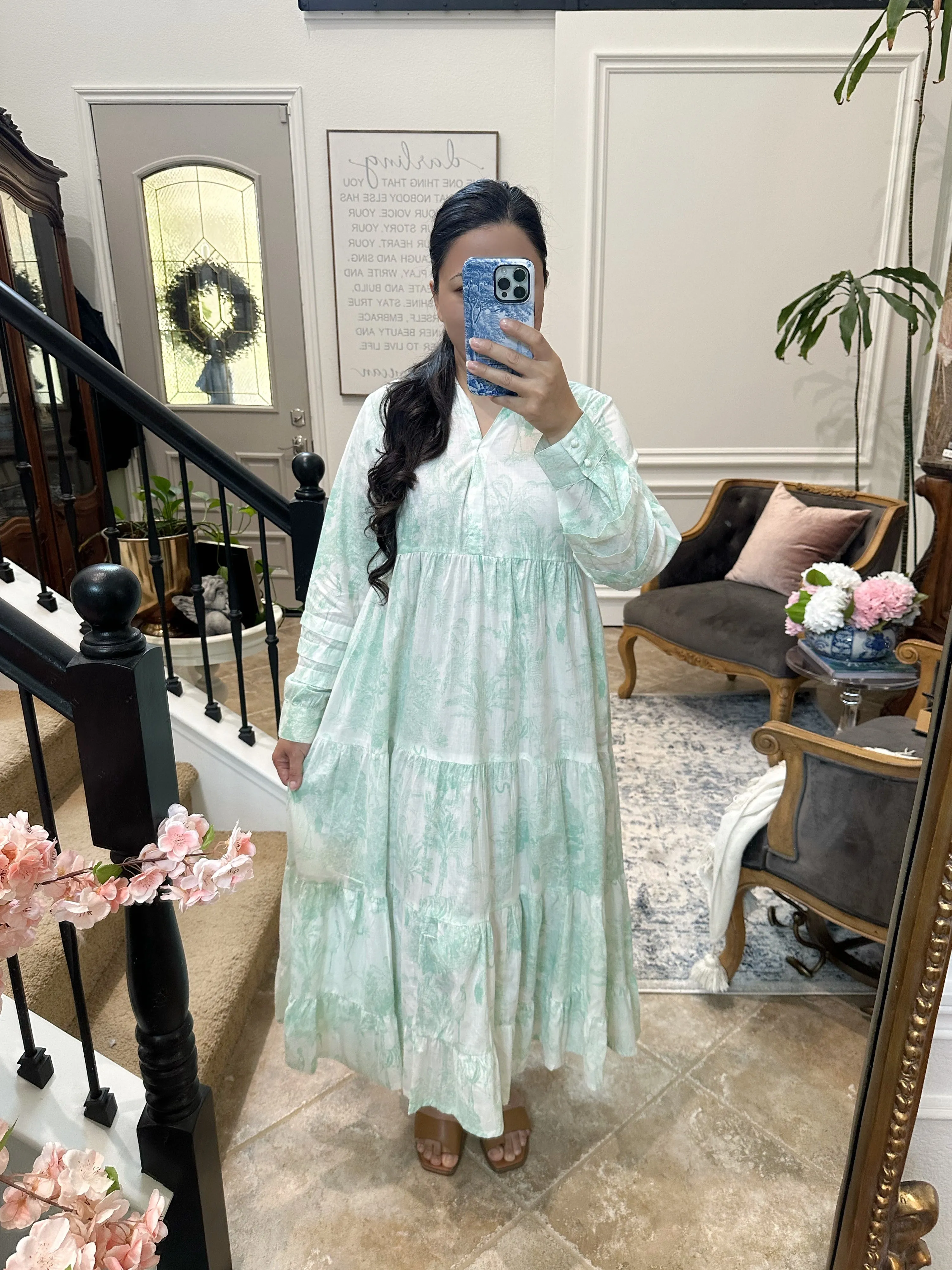 Zuri Mint Toile Cotton Dress